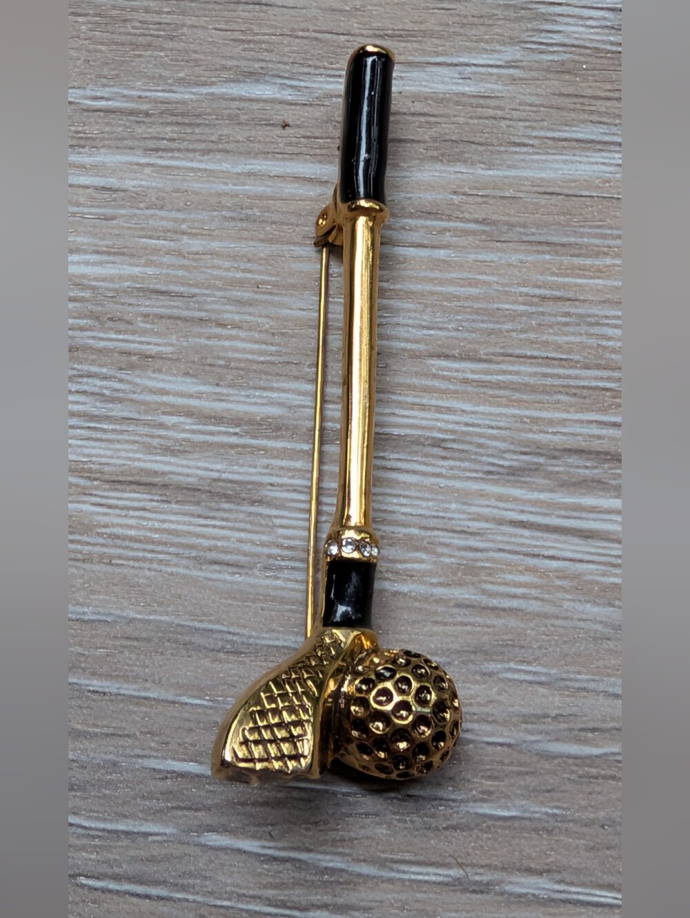 Gold and Black Golf Club Brooch Pin - Women Accessories